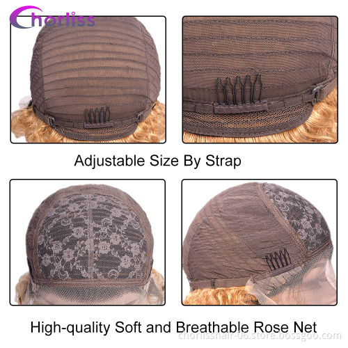 Wholesale Cheap Colored Short Curly Ombre Ready To Ship Natural Perruque Pixie Cut Lace Frontal Wigs 100% Virgin Human Hair Wigs